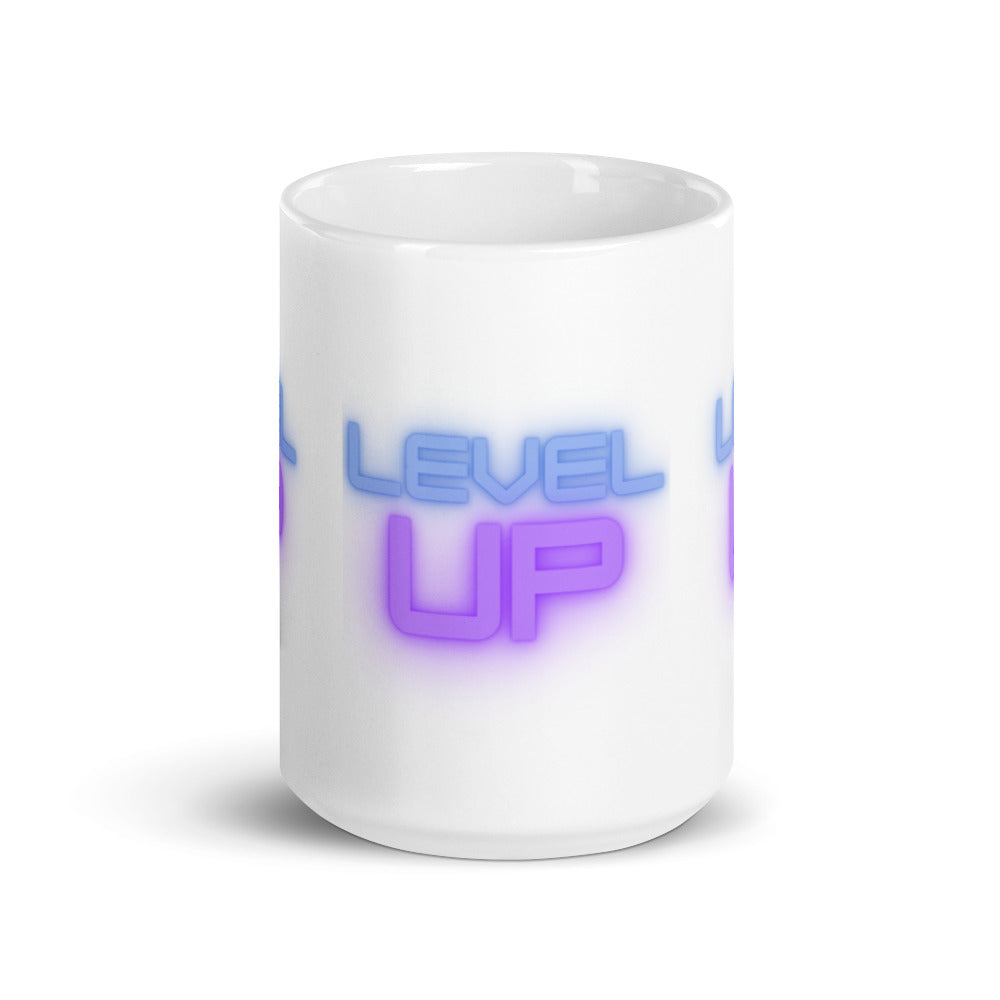 Level Up White glossy mug