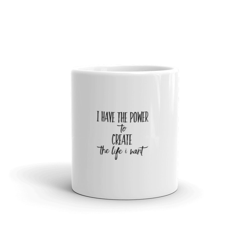 Power to Create White glossy mug