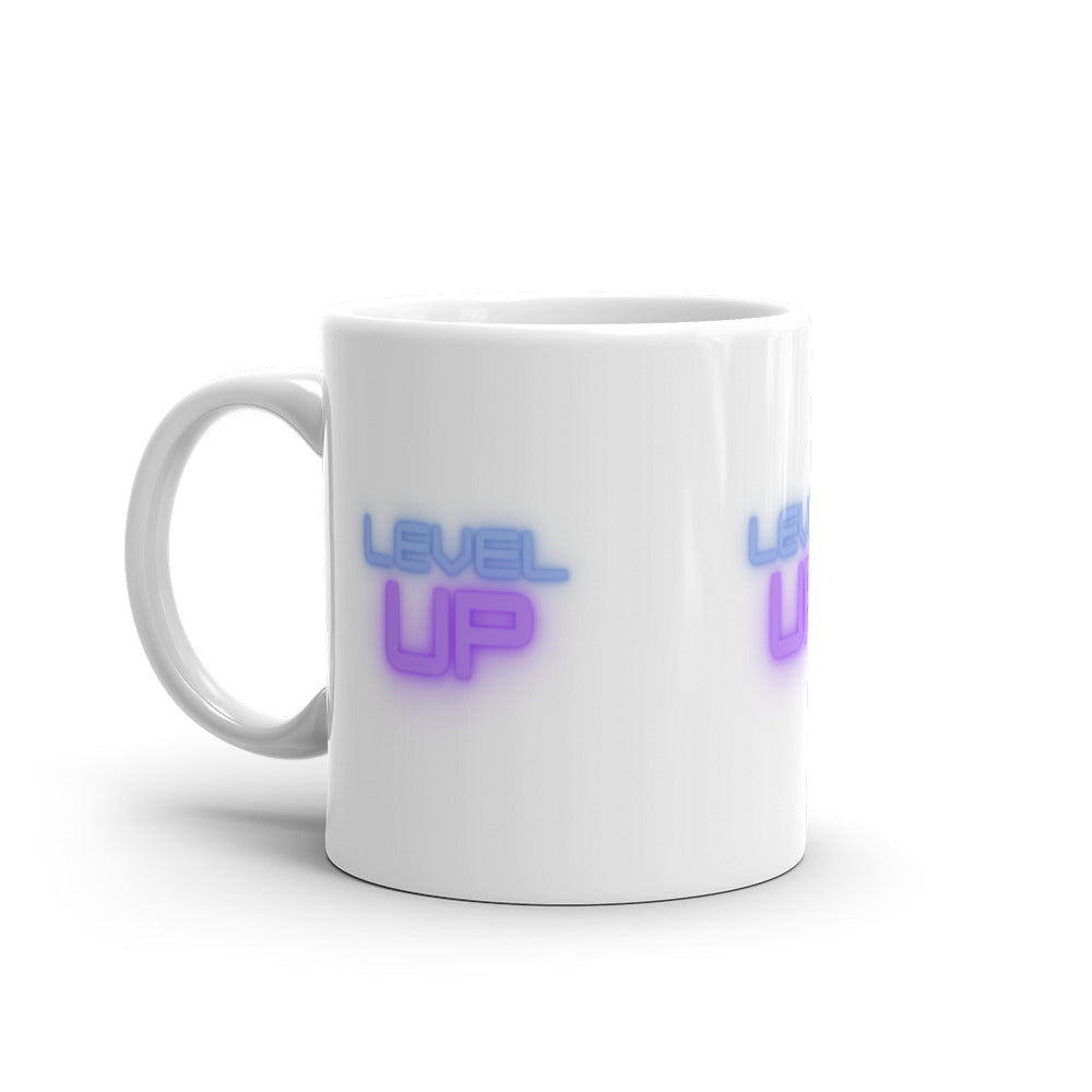 Level Up White glossy mug