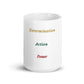 Determination Inspiration Vision Action Power Opportunity Work Effort Results white glossy coffee mug