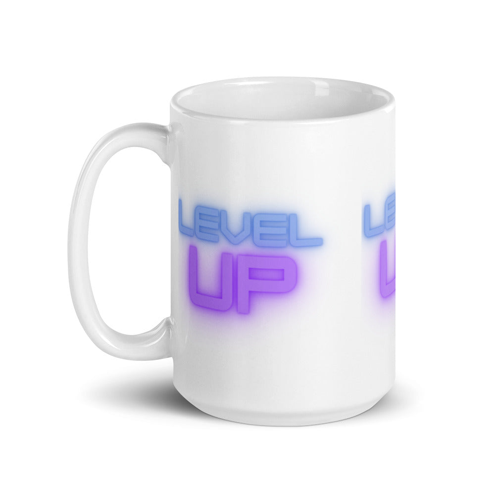 Level Up White glossy mug