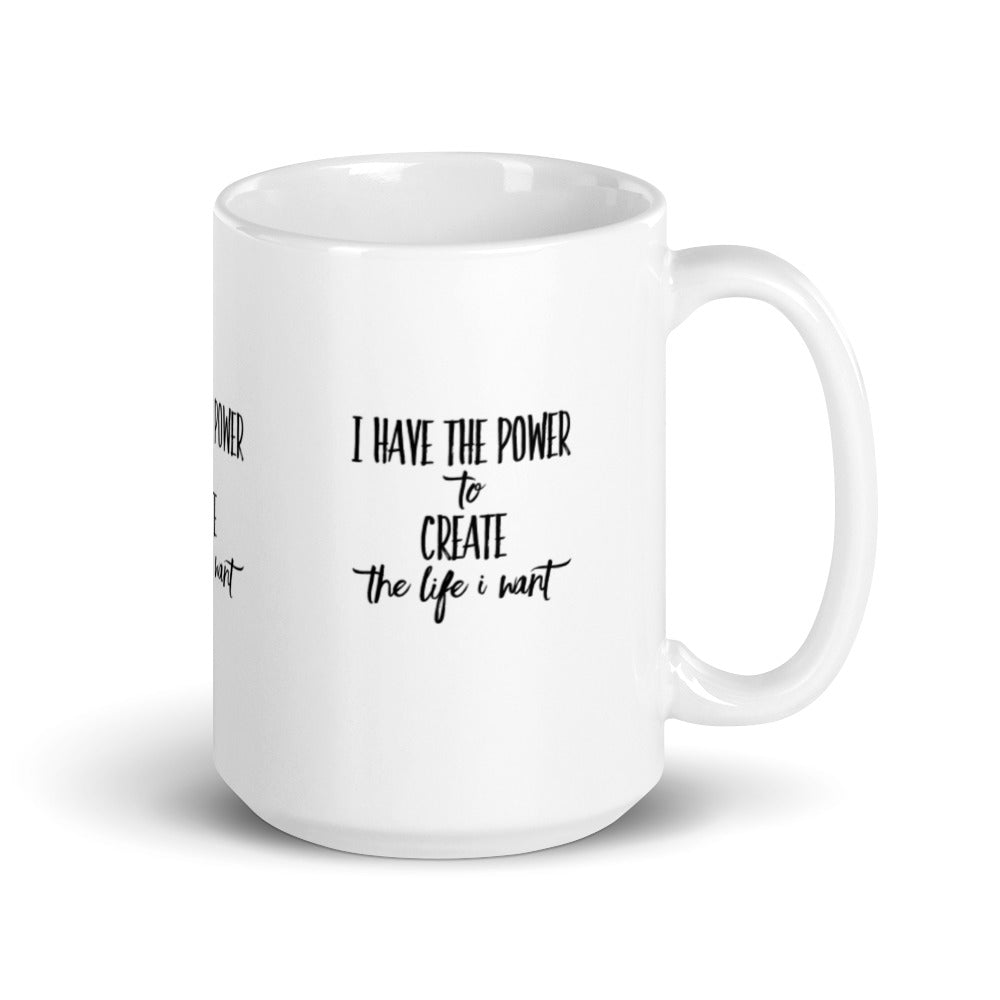 Power to Create White glossy mug